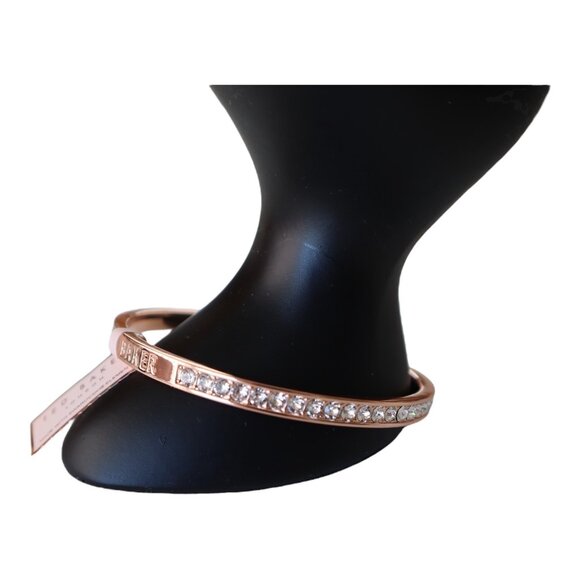 Ted Baker Womens Rose Gold Tone Bangle With Swarovski Crystals In Gift Box - Picture 2 of 8